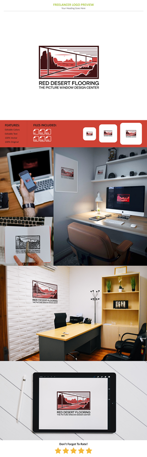 Logo Design by VectorForge for Red Desert Flooring/Picture Window Design Center | Design: #34095202