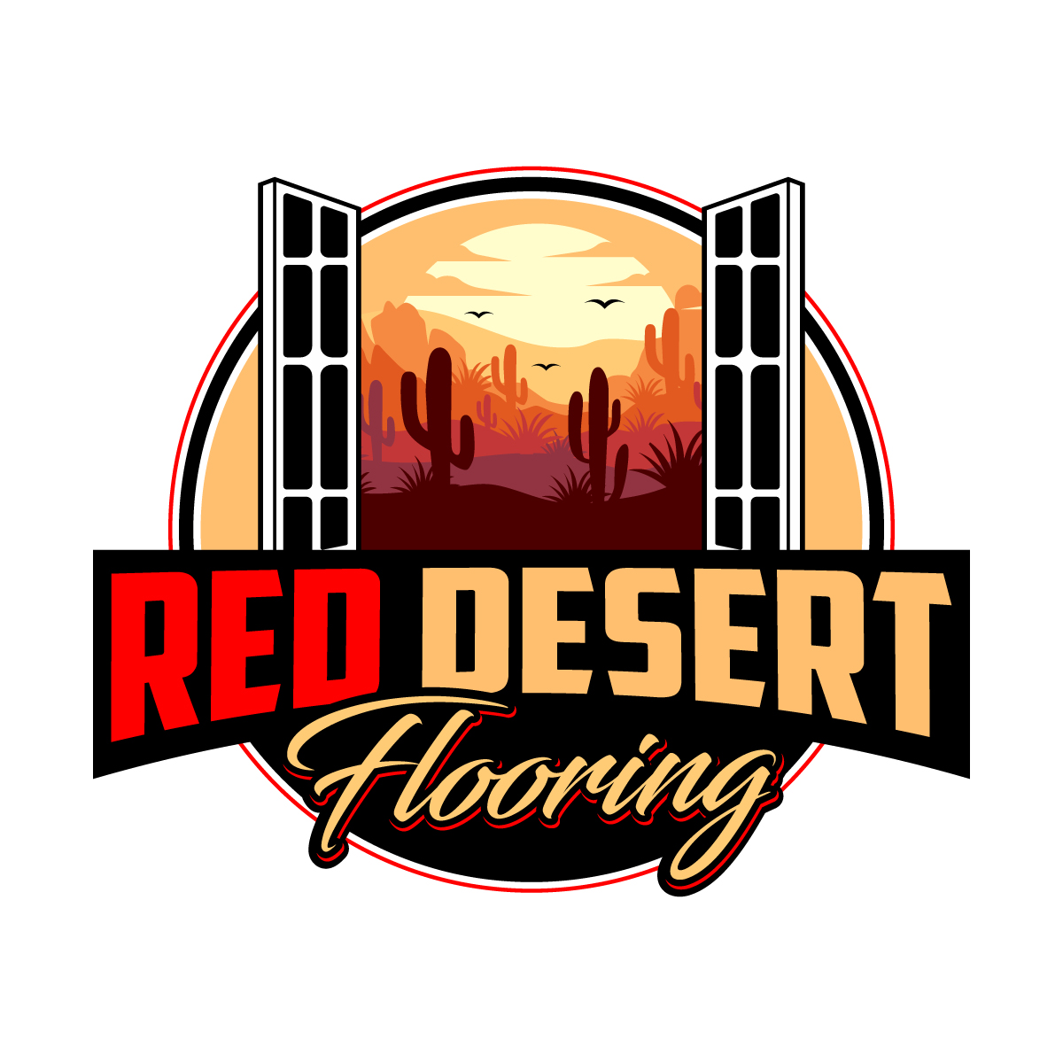 Logo Design by Suvendu.S for Red Desert Flooring/Picture Window Design Center | Design #34124030