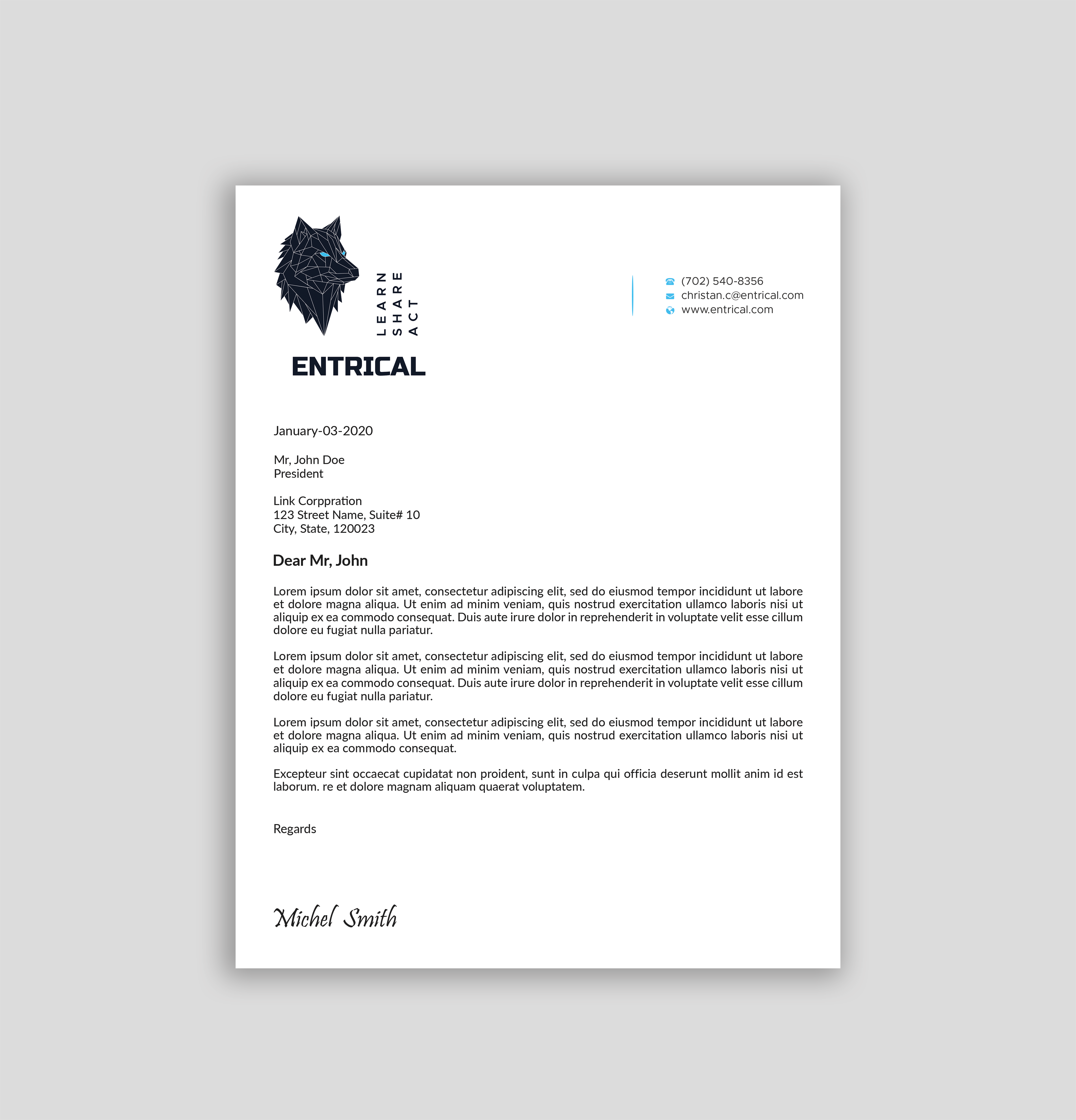 Stationery Design by Expert Bappy for Entrical, LLC | Design #34121009