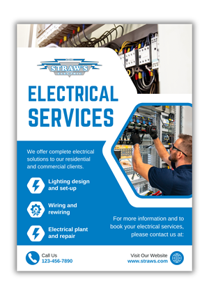 Flyer Design by Custom A for Straws Electric LLC | Design #34176257