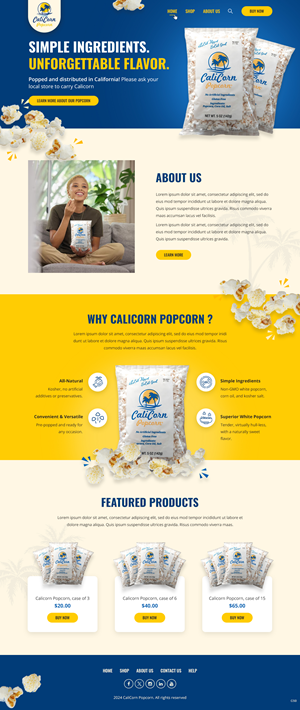 Web Design by pb for Calicorn Popcorn | Design: #34198240