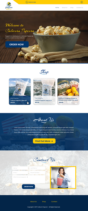 Diseño Web por Creations Box 2015 para Calicorn Popcorn | Diseño #34195850