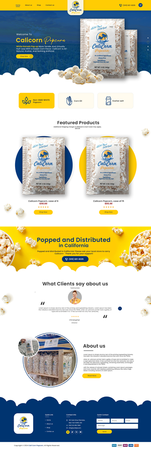 Diseño Web por bdesigner9 para Calicorn Popcorn | Diseño #34195542