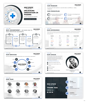 Develop a design and evolve the logo for our Consulting Agency credentials slide deck, Invosphere