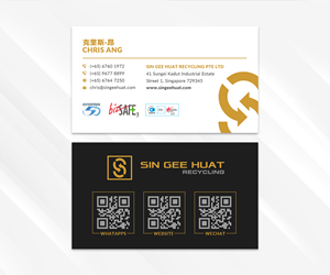 Business Card Design by Sun Moon Graphic Designer for Sin Gee Huat Recycling | Design #34348628