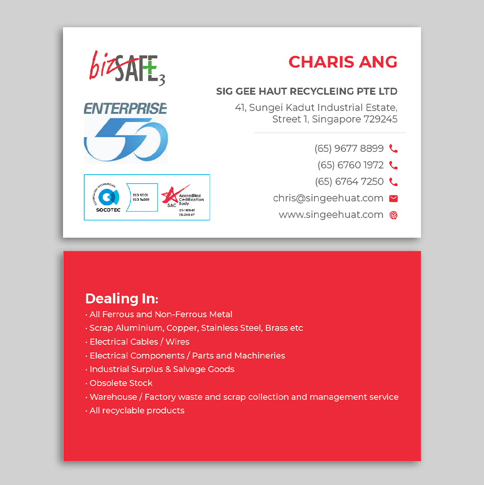 Business Card Design by YourLogoMaster for Sin Gee Huat Recycling | Design #34392428