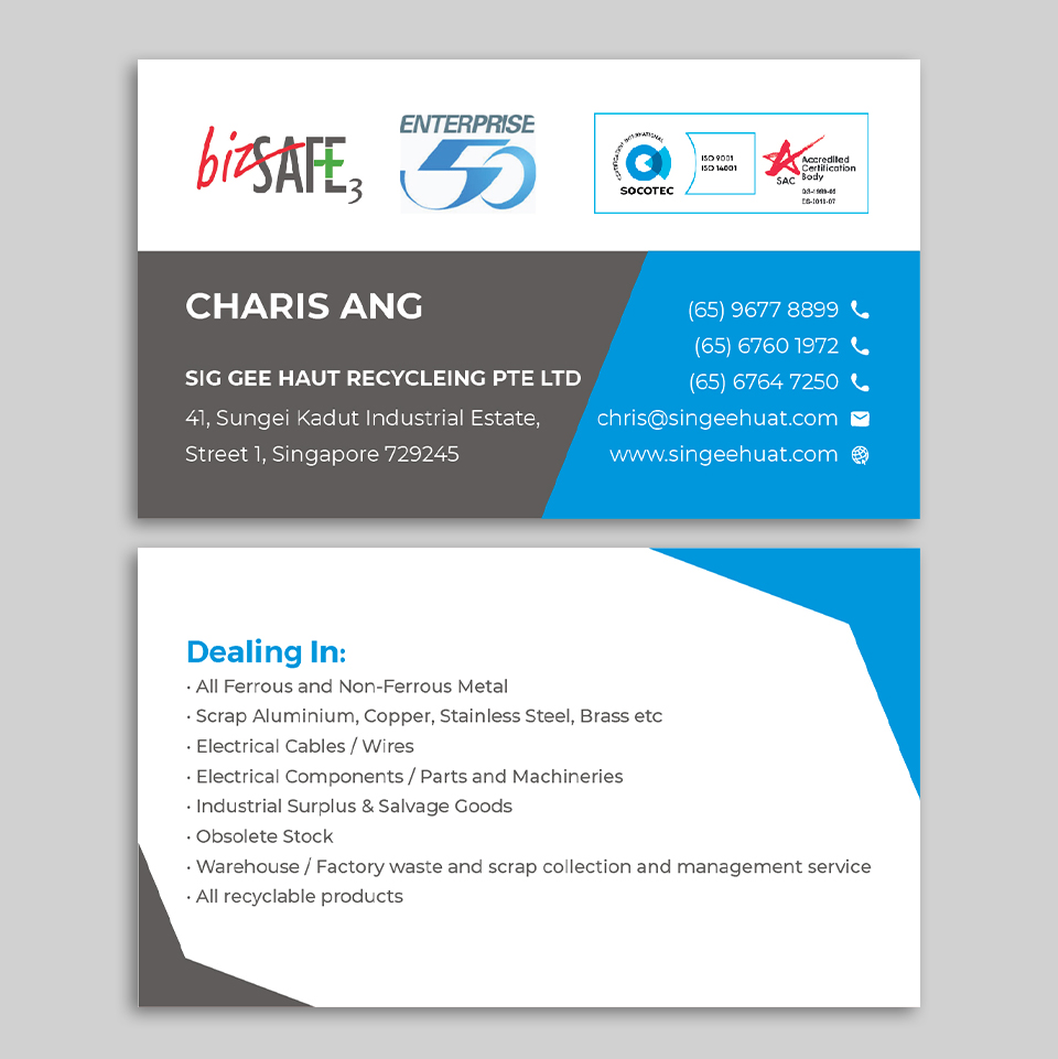 Business Card Design by YourLogoMaster for Sin Gee Huat Recycling | Design #34392429