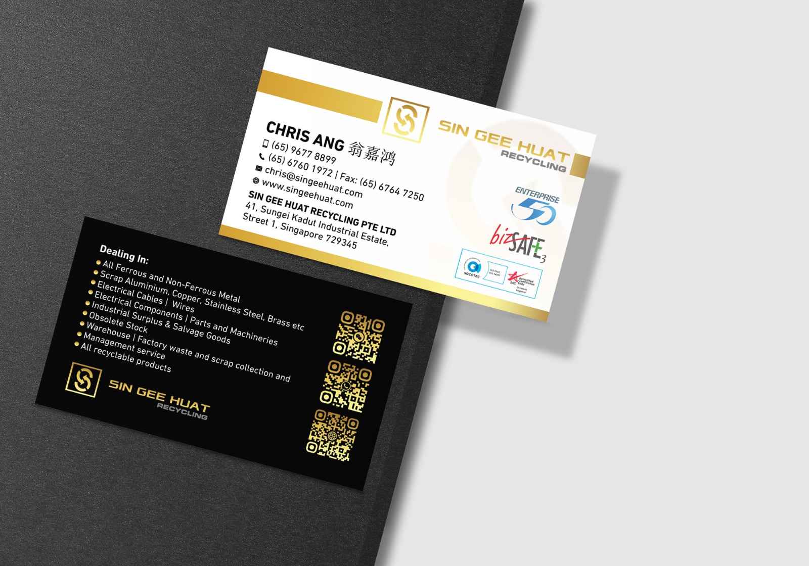 Visitenkarten-Design von Design_Duo für Sin Gee Huat Recycling | Design #34382337