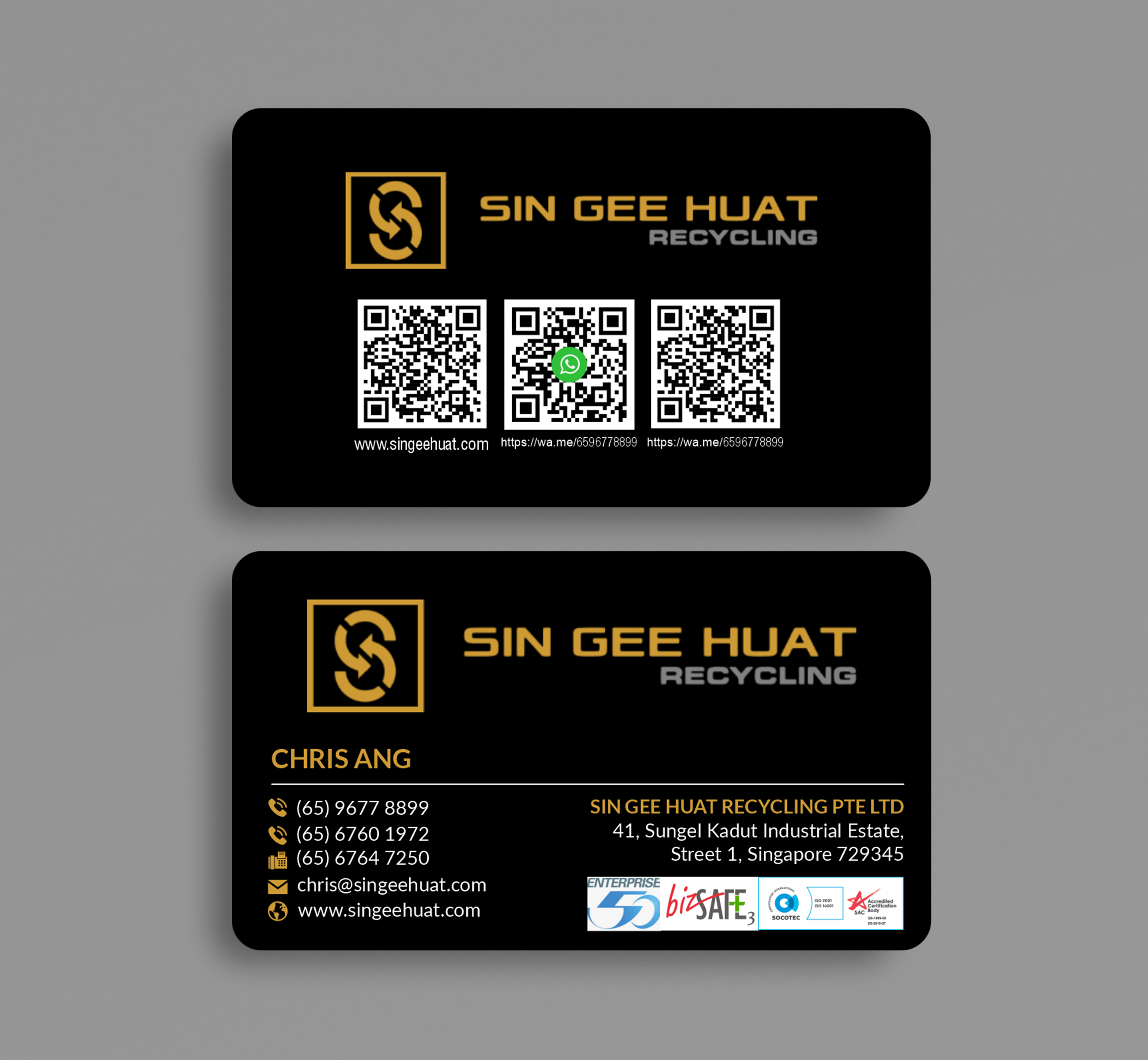 Business Card Design by JS Desiger for Sin Gee Huat Recycling | Design #34349113