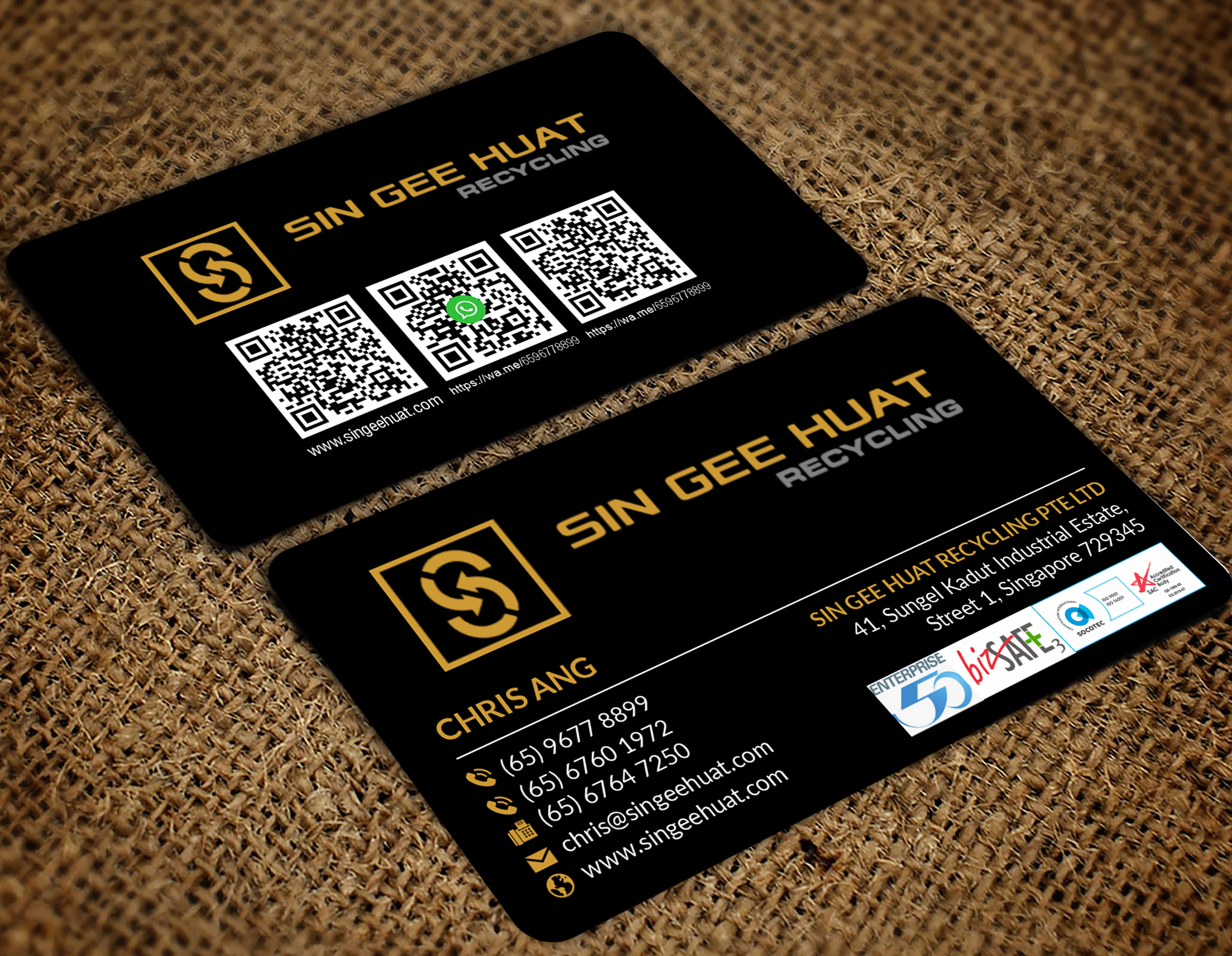 Diseño de Tarjeta de Presentación por designer1975 para Sin Gee Huat Recycling | Diseño #34349133