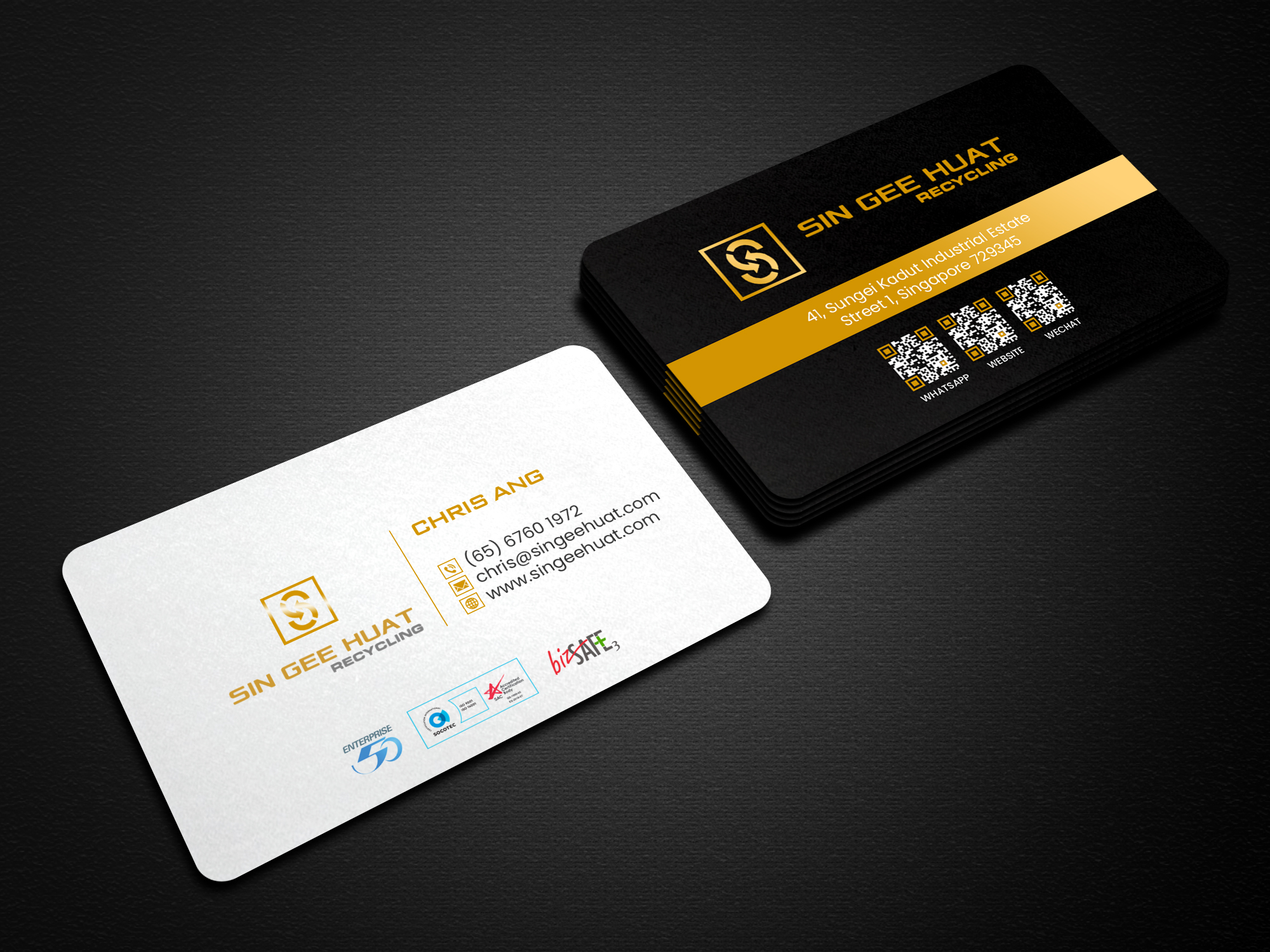 Visitenkarten-Design von Creations Box 2015 für Sin Gee Huat Recycling | Design #34367149