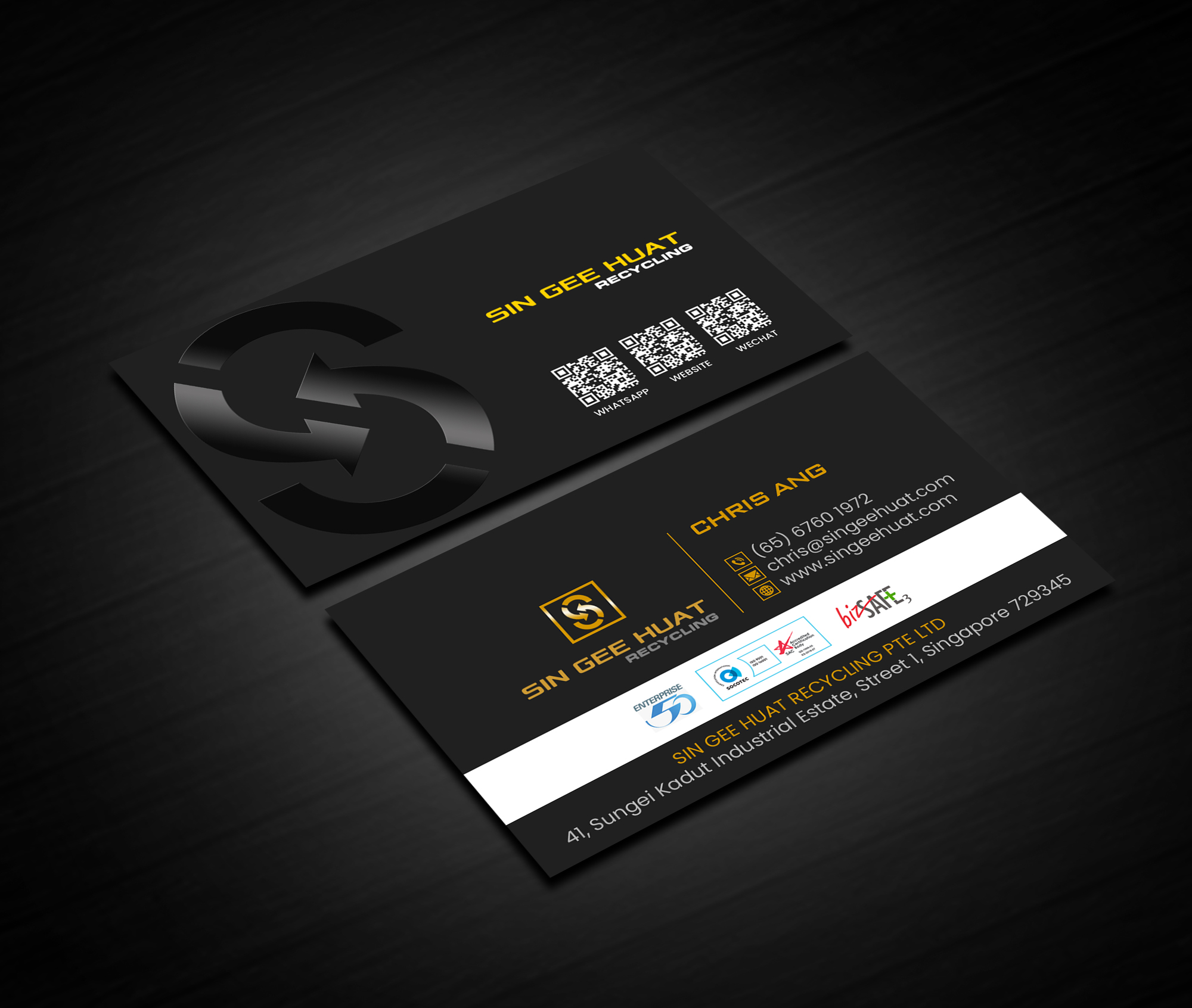 Visitenkarten-Design von Creations Box 2015 für Sin Gee Huat Recycling | Design #34367151