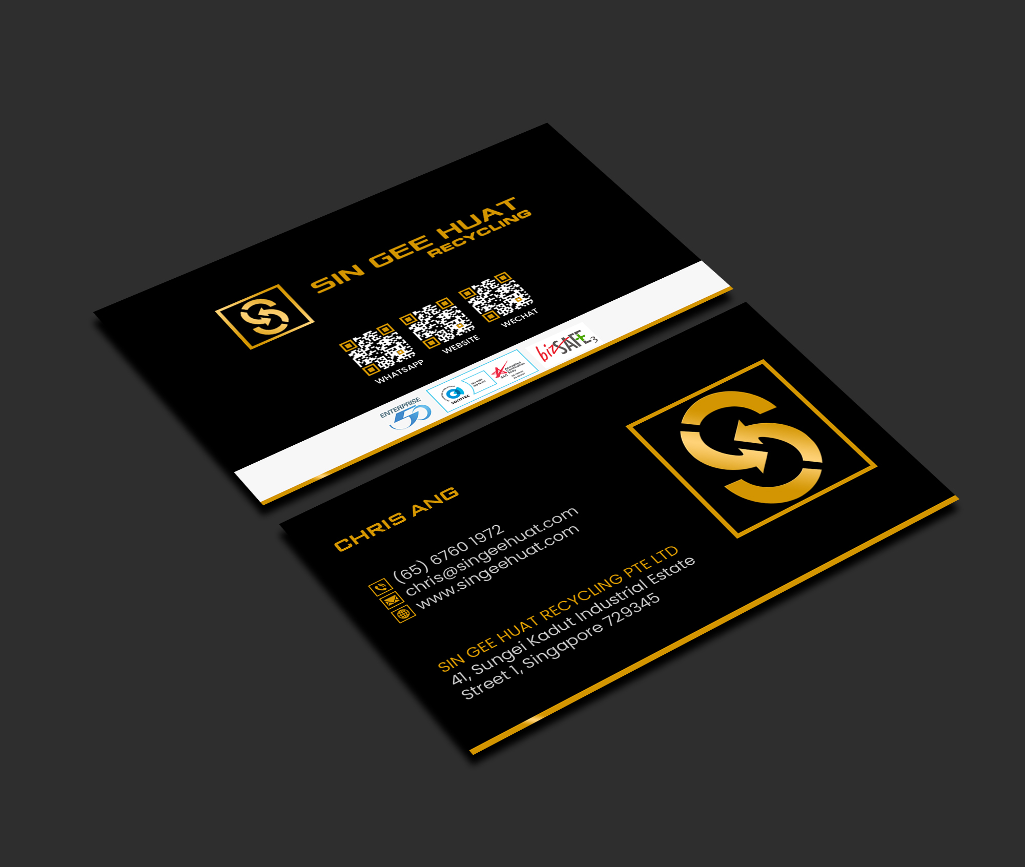 Visitenkarten-Design von Creations Box 2015 für Sin Gee Huat Recycling | Design #34367180