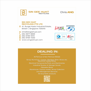 Business Card Design by Pammi Sarty for Sin Gee Huat Recycling | Design: #34385984