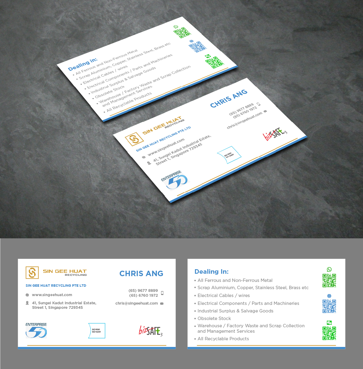 Diseño de Tarjeta de Presentación por fly  design para Sin Gee Huat Recycling | Diseño #34367909