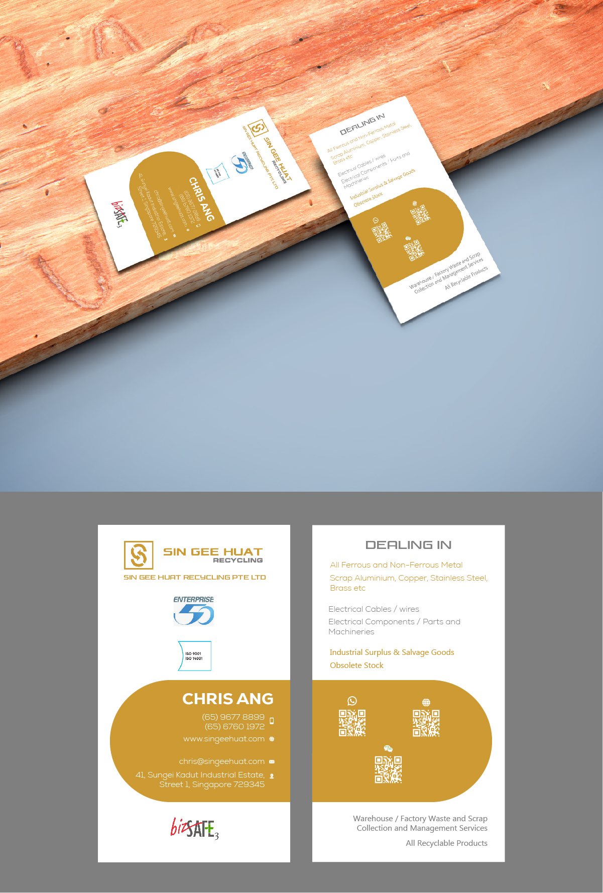 Visitenkarten-Design von fly  design für Sin Gee Huat Recycling | Design #34376541