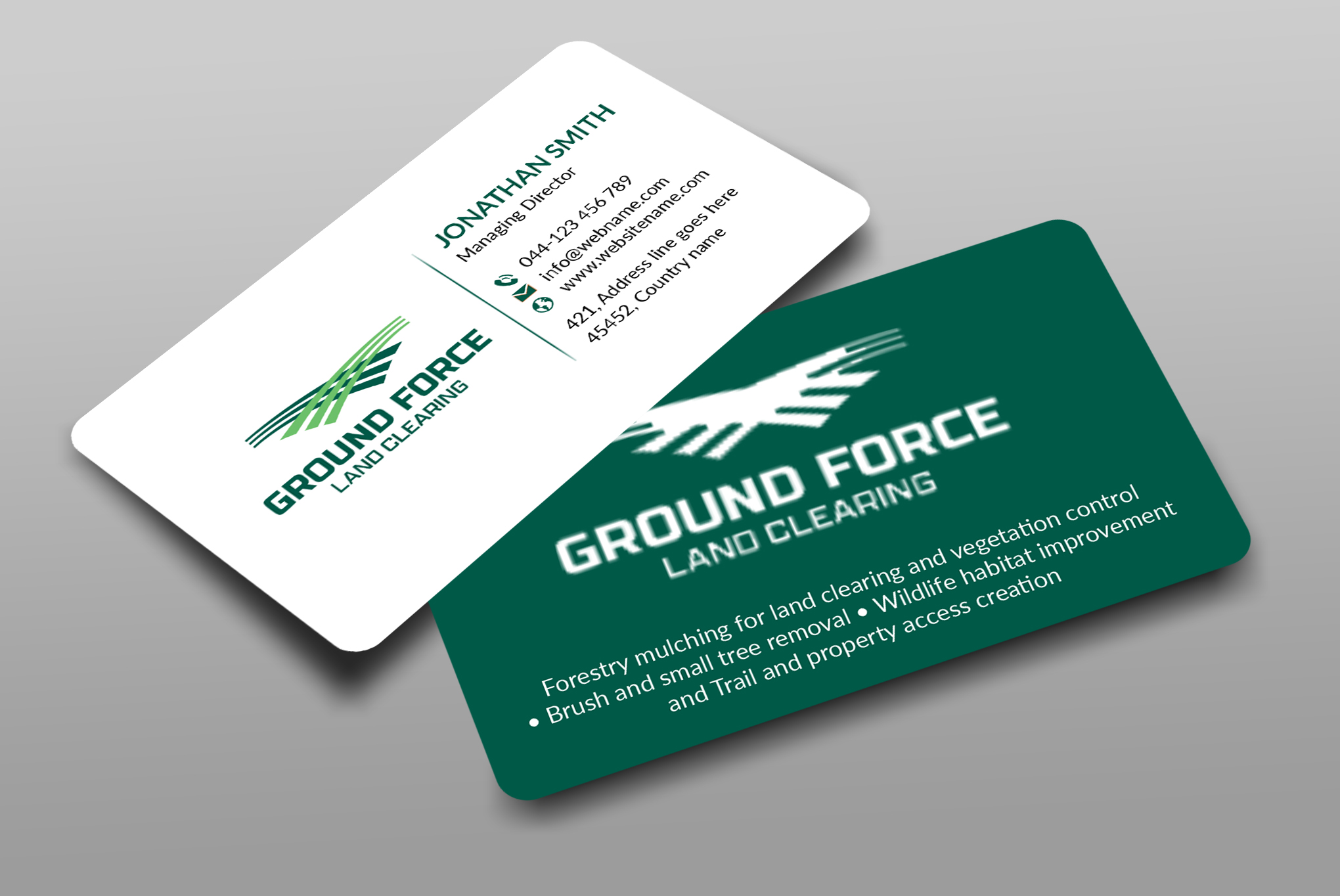 Business Card Design by JS Desiger for Ground Force Land Clearing | Design #34360006