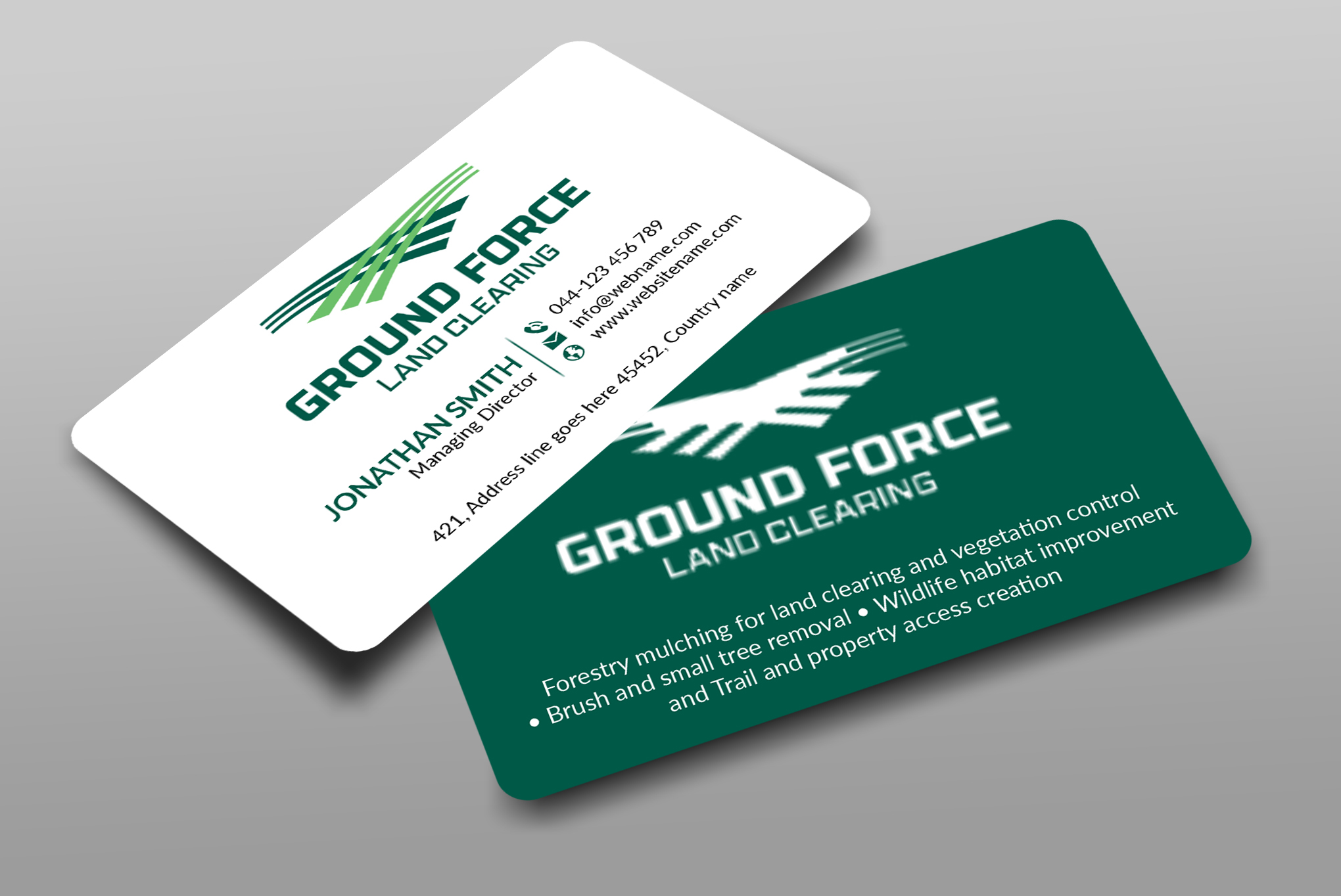 Business Card Design by designer1975 for Ground Force Land Clearing | Design #34360086