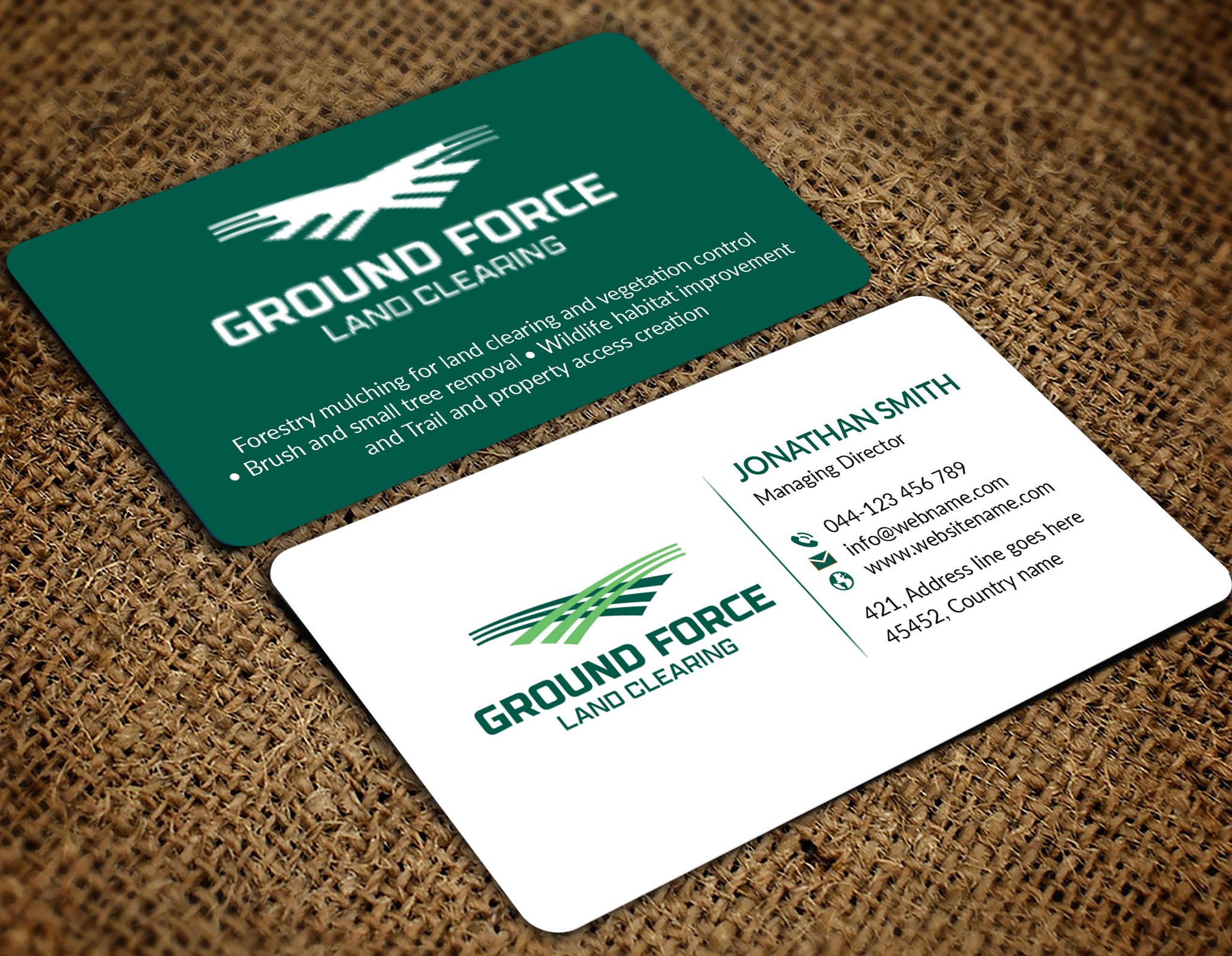 Business Card Design by freelancer75 for Ground Force Land Clearing | Design #34360150