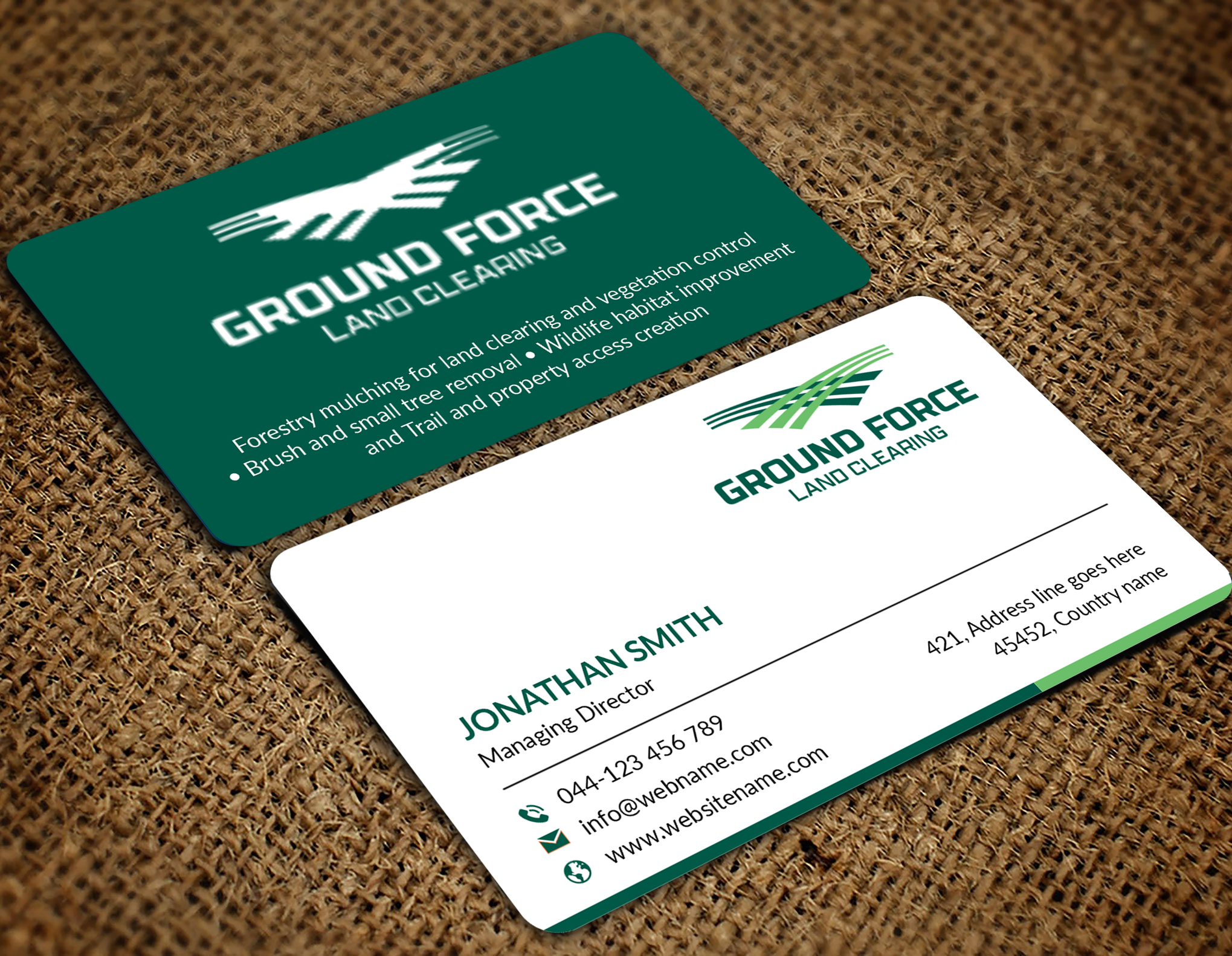 Business Card Design by JS Desiger for Ground Force Land Clearing | Design #34360186