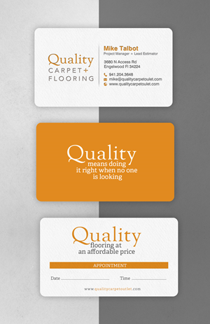 Business Card Design by chandrayaan.creative for Quality Carpet + Flooring | Design: #34372386