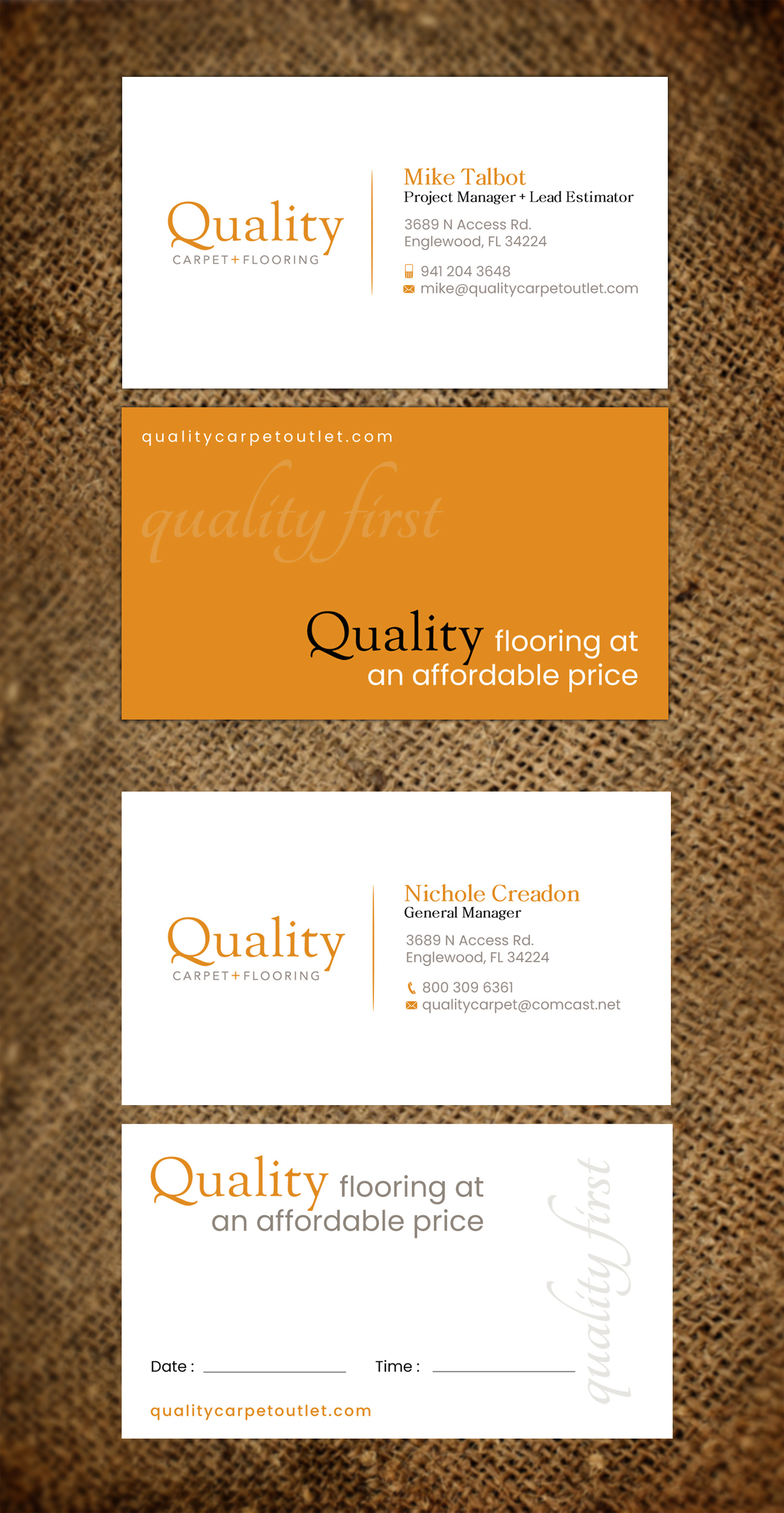 Business Card Design by SL Designer for Quality Carpet + Flooring | Design #34370097