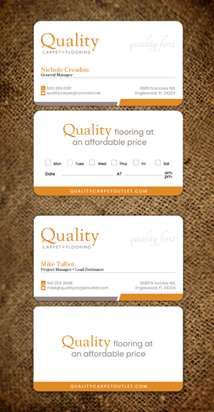 Business Card Design by SL Designer for Quality Carpet + Flooring | Design: #34370098