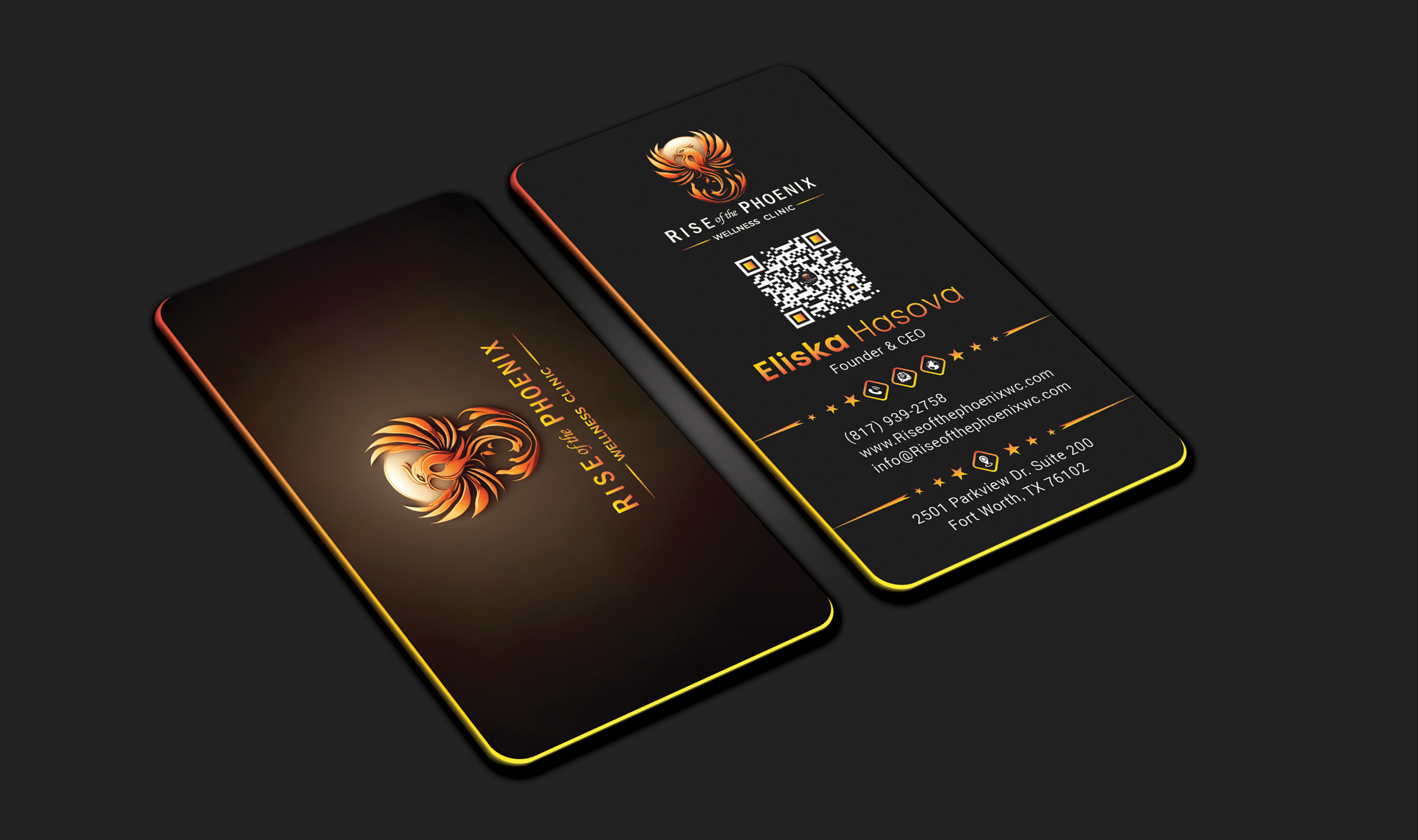 Design de Carte de Visite par DesignerShahadat pour Rise of the Phoenix Wellness Clinic PLLC | Design #34368610