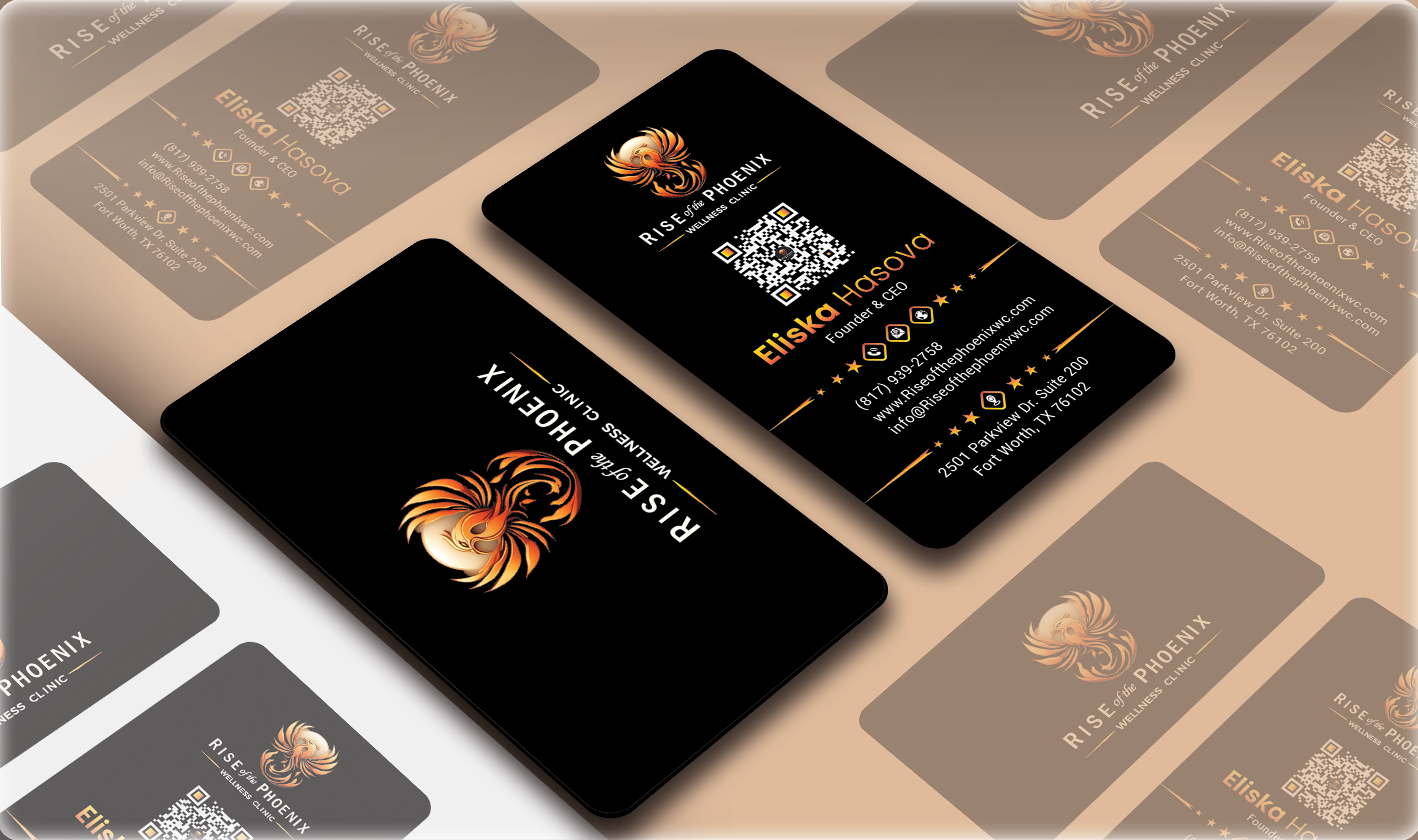 Design de Carte de Visite par DesignerShahadat pour Rise of the Phoenix Wellness Clinic PLLC | Design #34368615