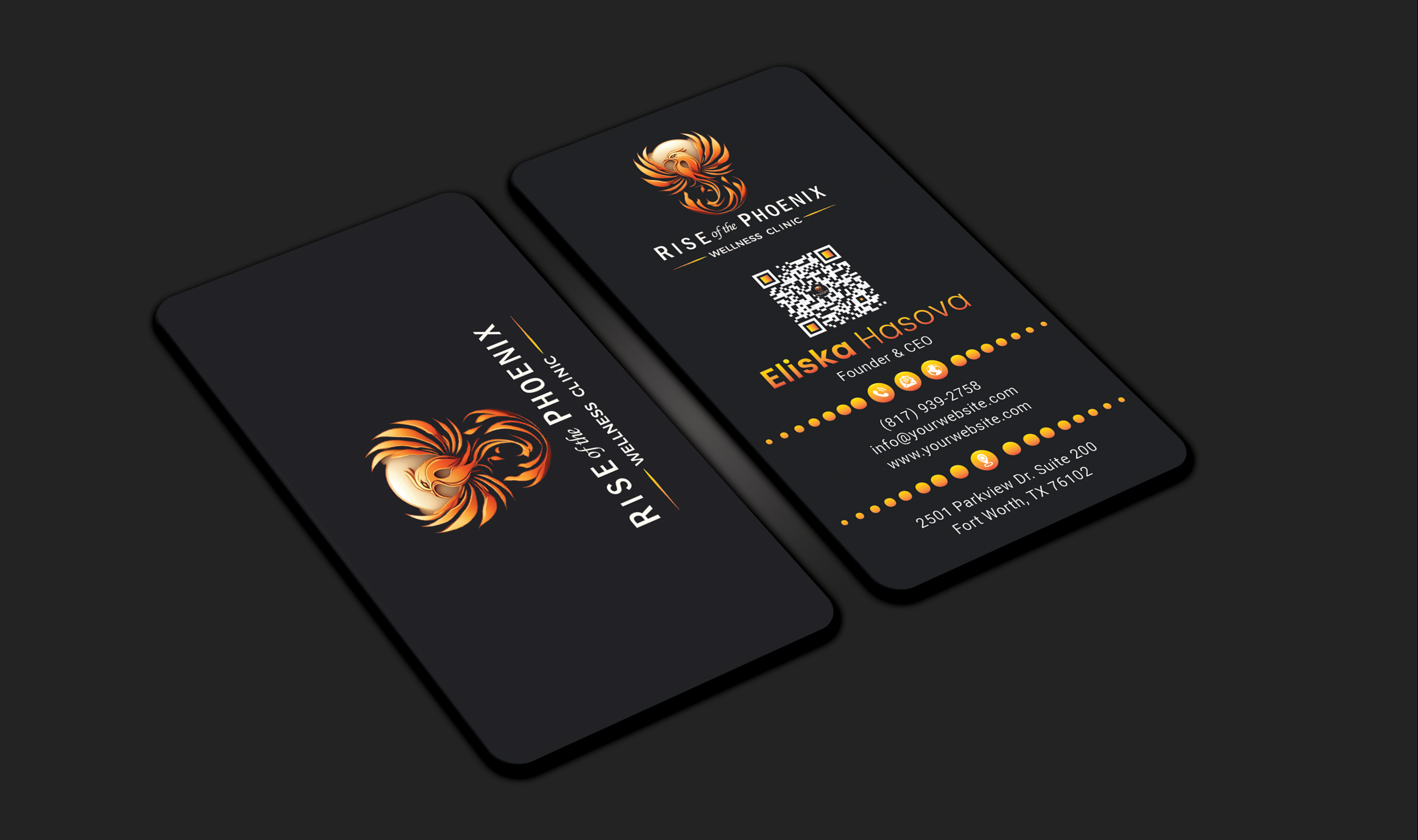 Design de Carte de Visite par DesignerShahadat pour Rise of the Phoenix Wellness Clinic PLLC | Design #34368621