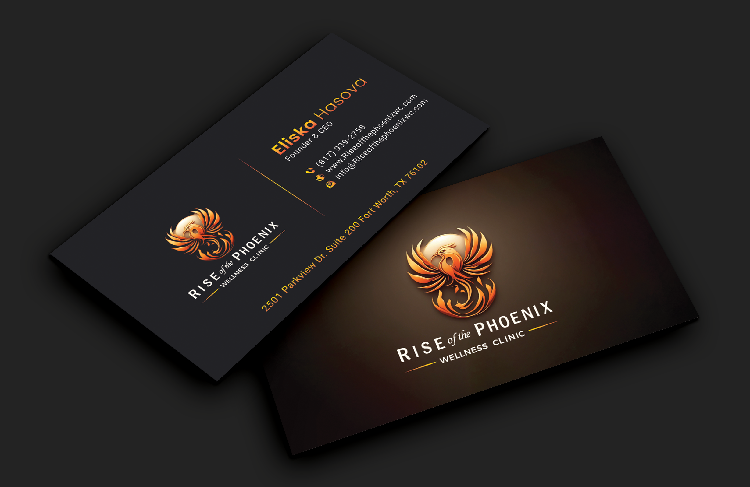 Design de Carte de Visite par DesignerShahadat pour Rise of the Phoenix Wellness Clinic PLLC | Design #34368622