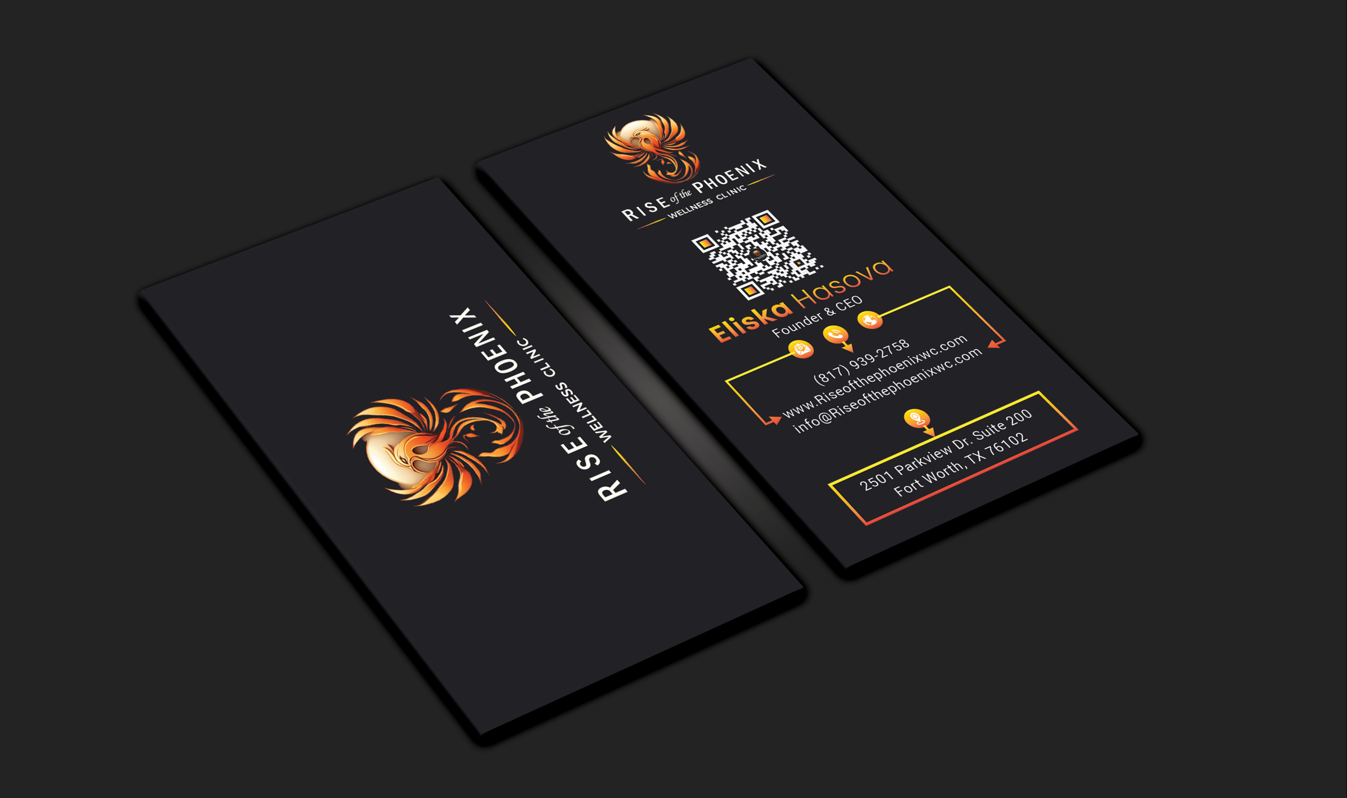Business Card Design by DesignerShahadat for Rise of the Phoenix Wellness Clinic PLLC | Design #34368624