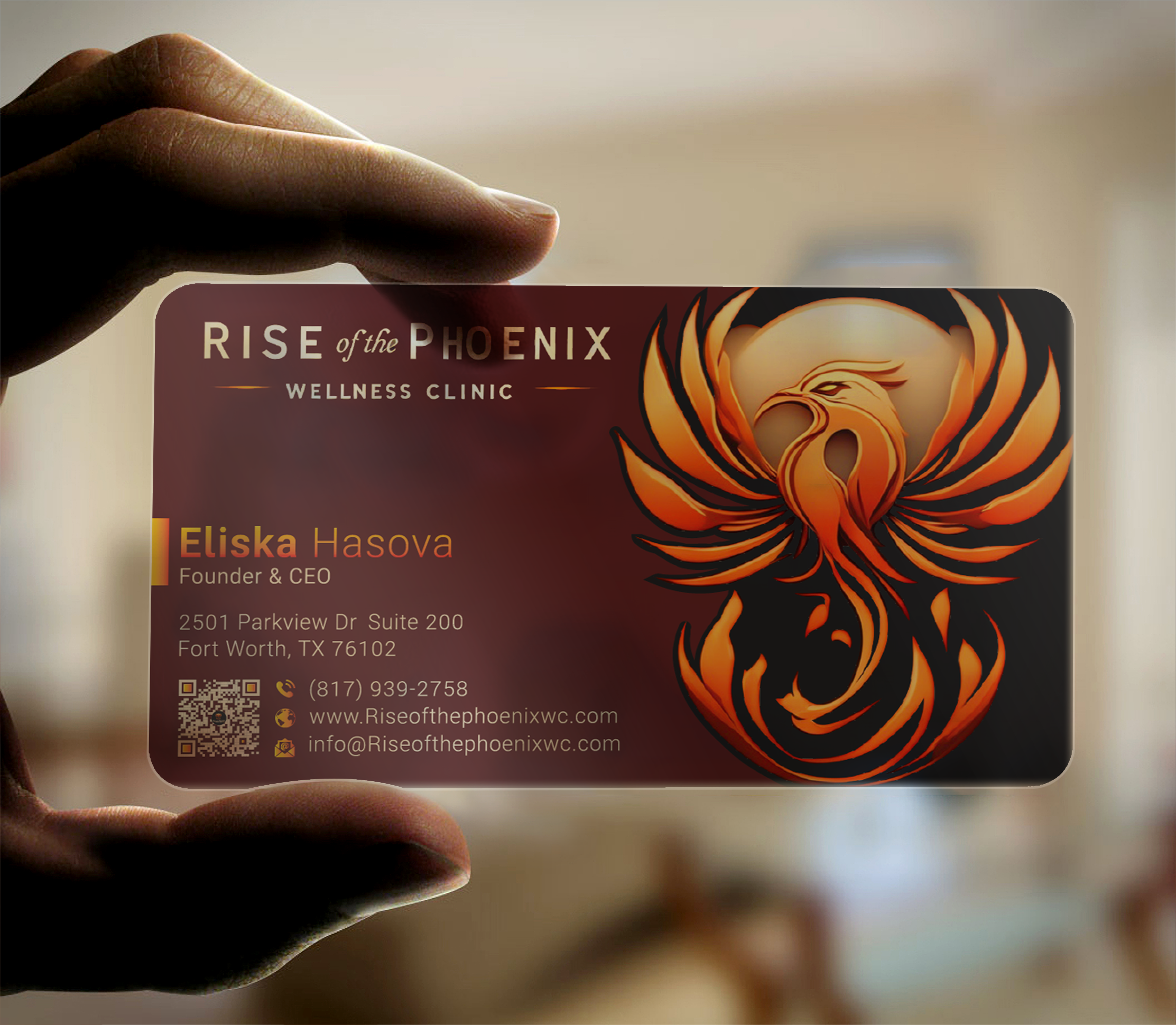 Business Card Design by DesignerShahadat for Rise of the Phoenix Wellness Clinic PLLC | Design #34369257