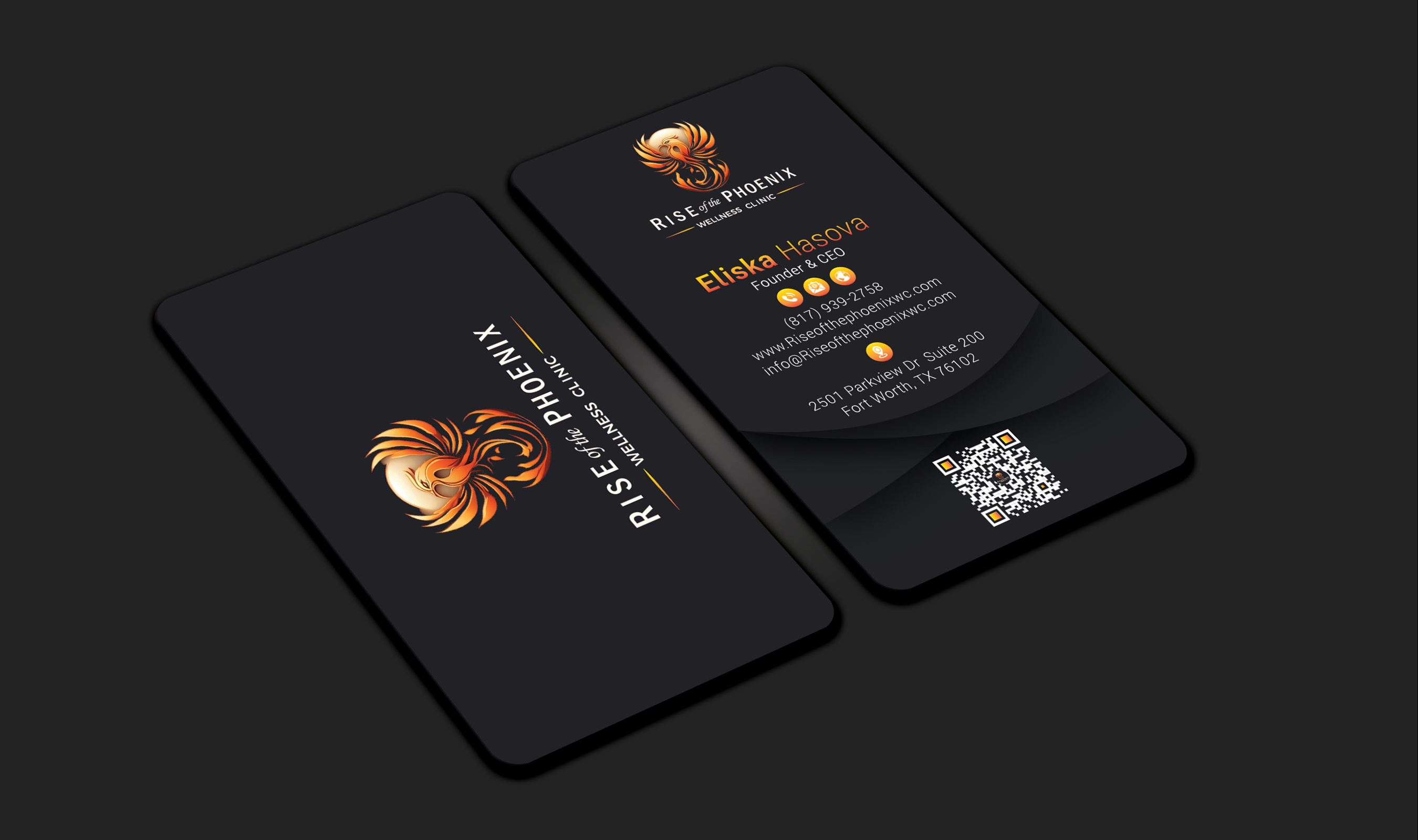 Design de Carte de Visite par DesignerShahadat pour Rise of the Phoenix Wellness Clinic PLLC | Design #34369259