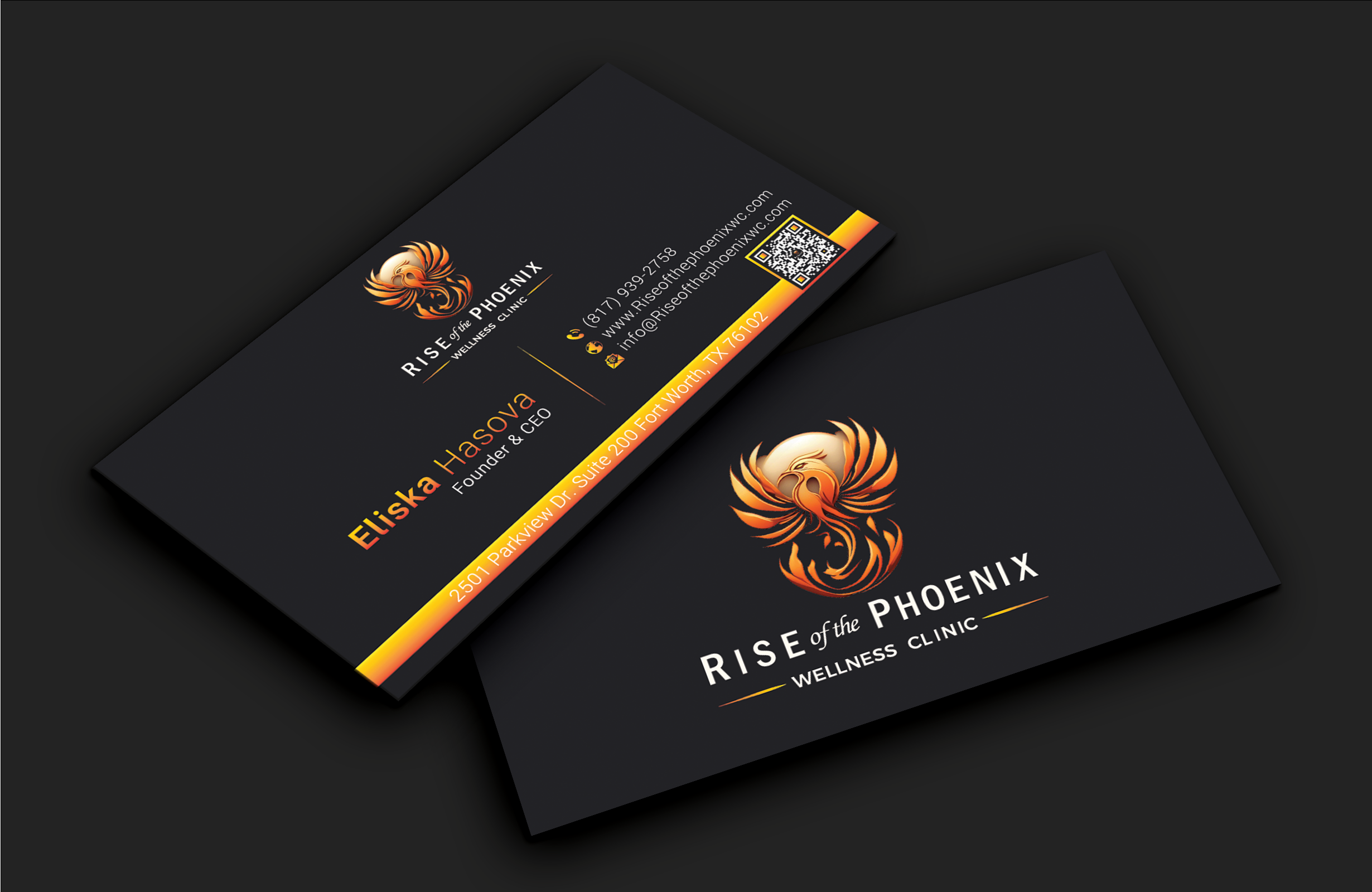 Design de Carte de Visite par DesignerShahadat pour Rise of the Phoenix Wellness Clinic PLLC | Design #34369261