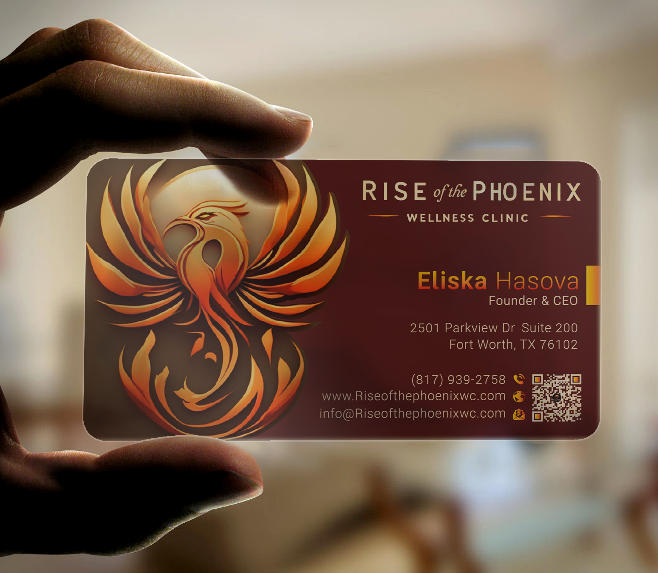 Diseño de Tarjeta de Presentación por DesignerShahadat para Rise of the Phoenix Wellness Clinic PLLC | Diseño #34369366