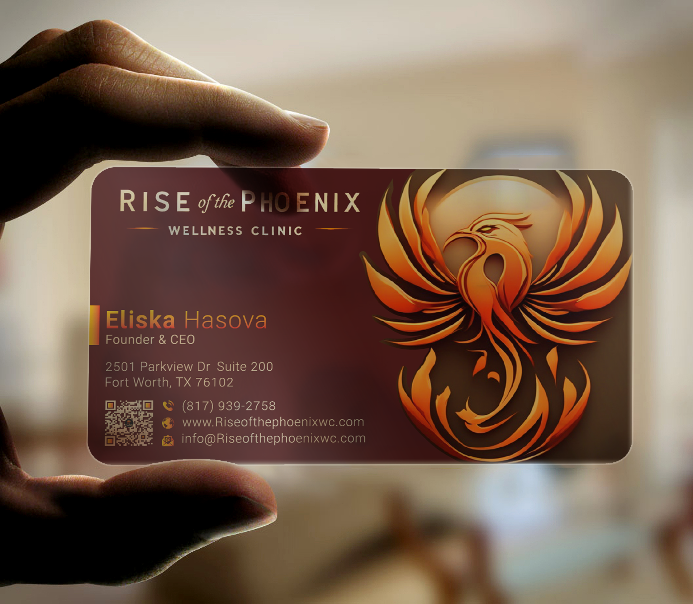 Visitenkarten-Design von DesignerShahadat für Rise of the Phoenix Wellness Clinic PLLC | Design #34369370