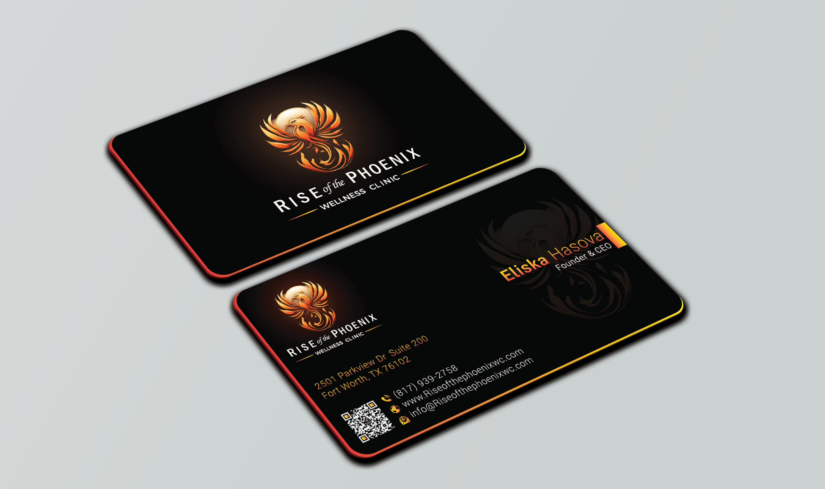 Design de Carte de Visite par DesignerShahadat pour Rise of the Phoenix Wellness Clinic PLLC | Design #34375657