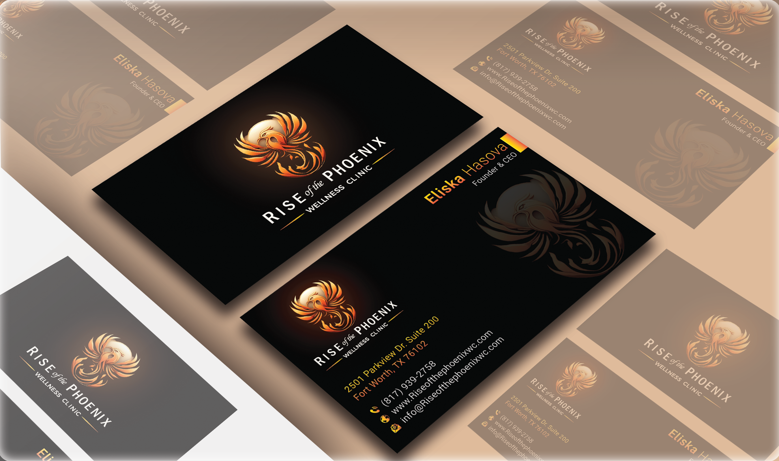 Design de Carte de Visite par DesignerShahadat pour Rise of the Phoenix Wellness Clinic PLLC | Design #34375658