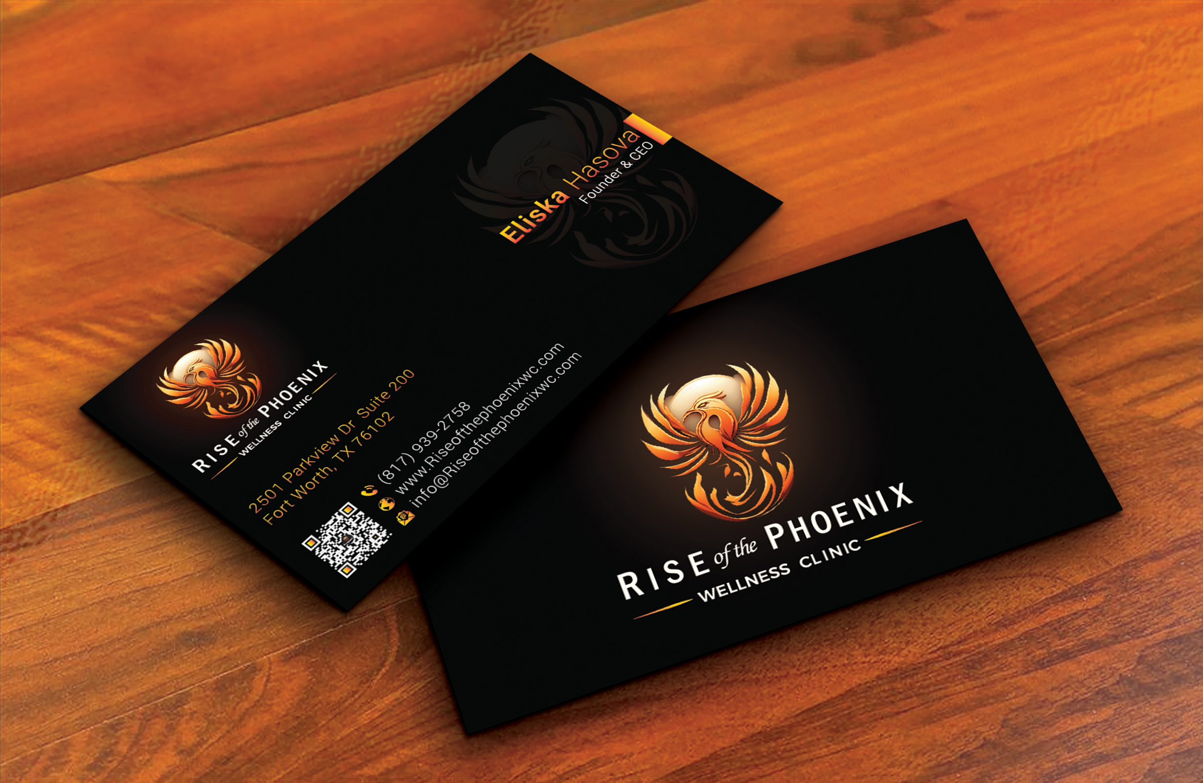 Design de Carte de Visite par DesignerShahadat pour Rise of the Phoenix Wellness Clinic PLLC | Design #34375659