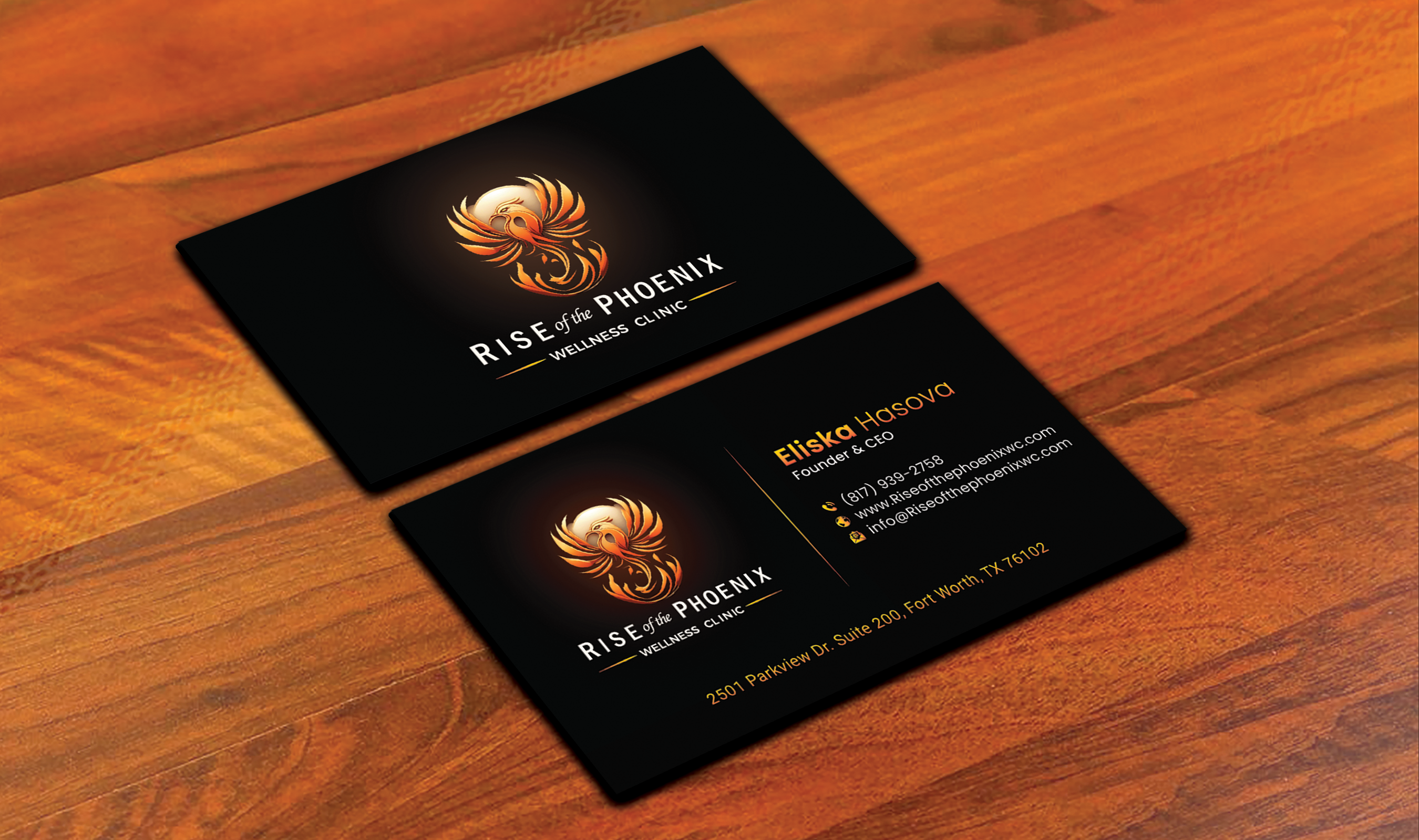 Design de Carte de Visite par DesignerShahadat pour Rise of the Phoenix Wellness Clinic PLLC | Design #34375703