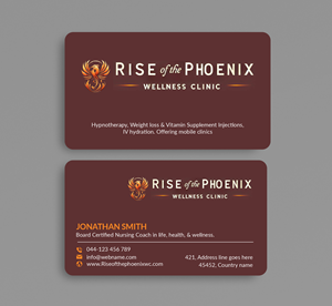 Design de Carte de Visite par freelancer75 pour Rise of the Phoenix Wellness Clinic PLLC | Design : #34367738