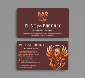 Design de Carte de Visite par freelancer75 pour Rise of the Phoenix Wellness Clinic PLLC | Design : #34367781