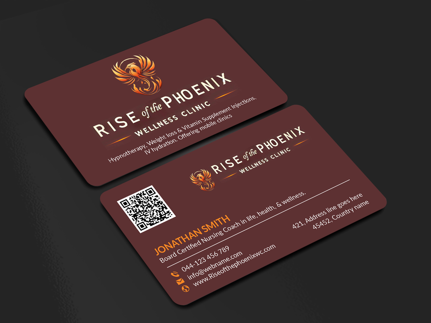 Design de Carte de Visite par freelancer75 pour Rise of the Phoenix Wellness Clinic PLLC | Design #34367825