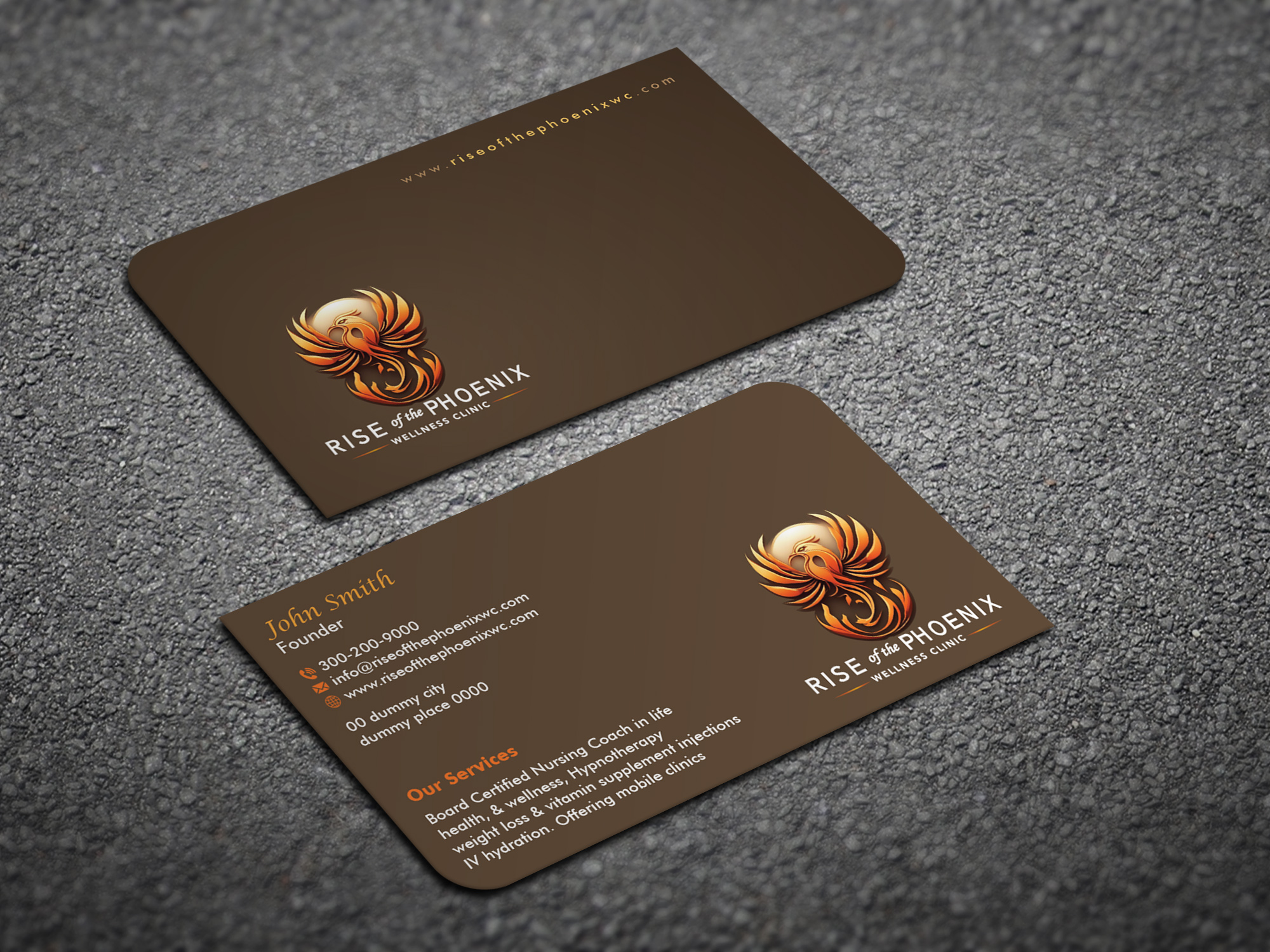 Design de Carte de Visite par Magic of Art pour Rise of the Phoenix Wellness Clinic PLLC | Design #34373332