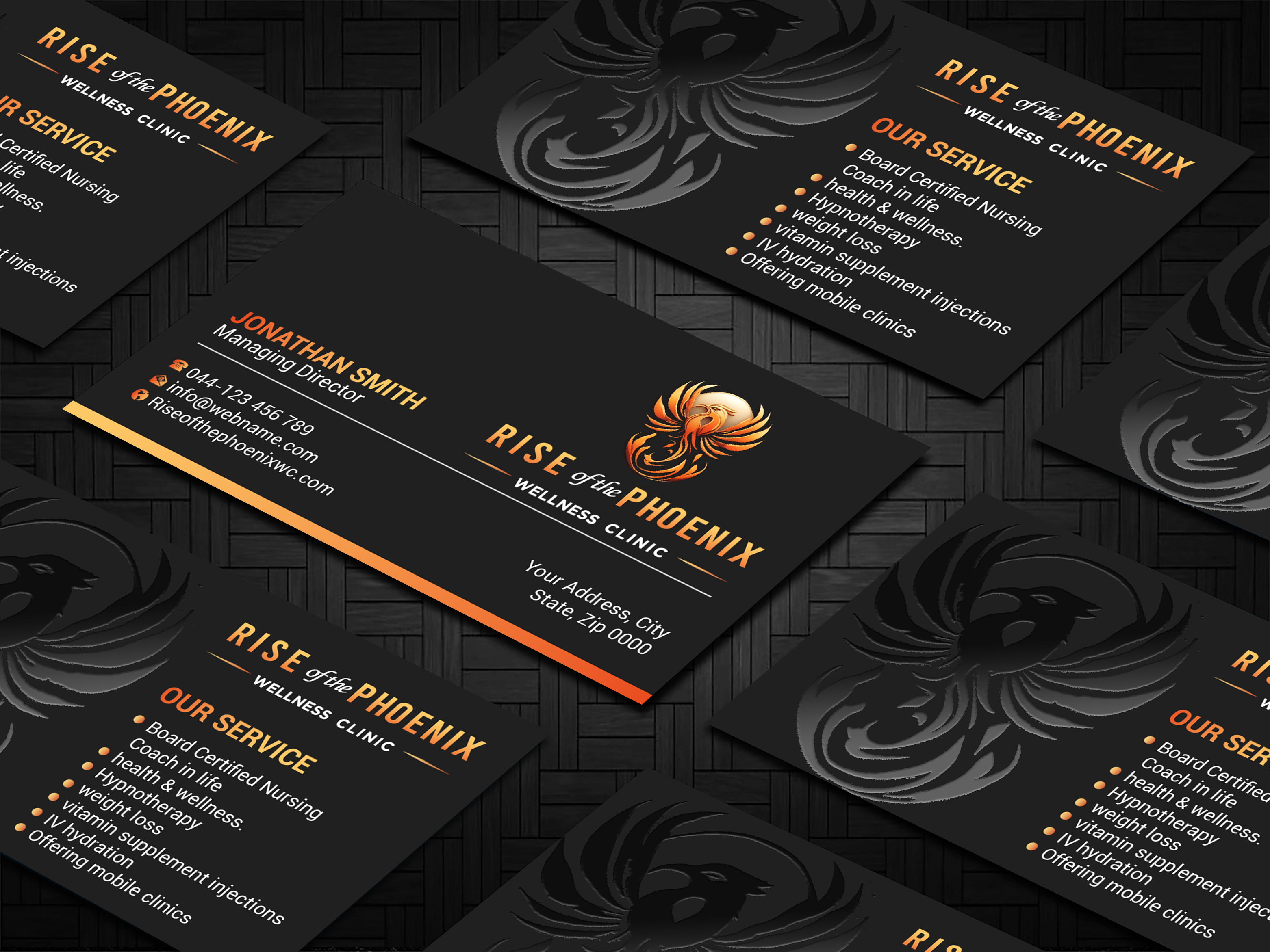 Design de Carte de Visite par Imagine design000 pour Rise of the Phoenix Wellness Clinic PLLC | Design #34373936