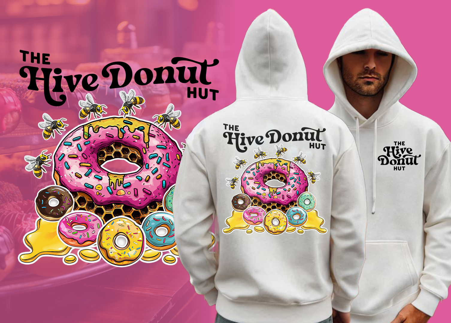 T-Shirt-Design von Elsa Designs für The Hive Donut Hut | Design #34417561
