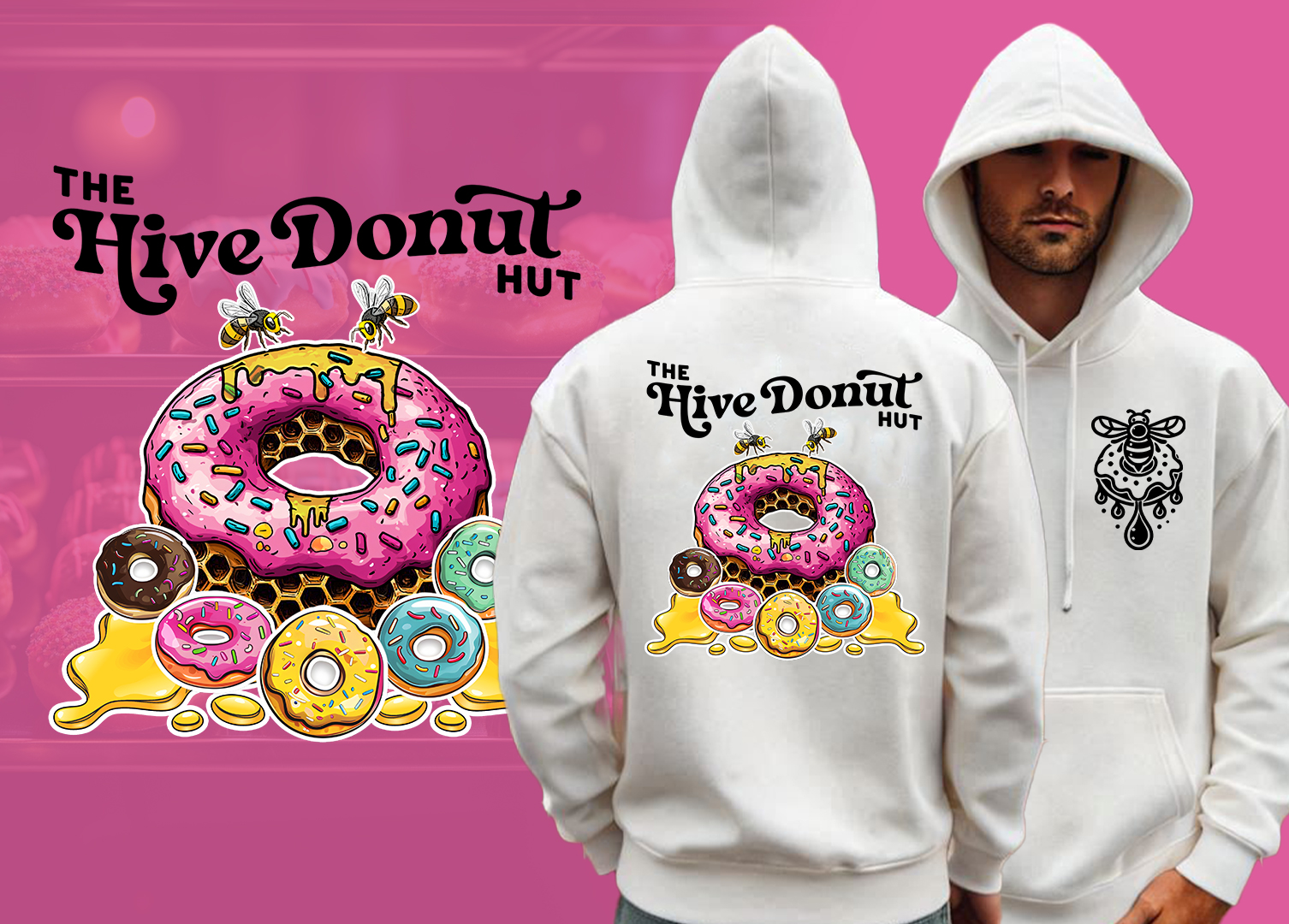 T-shirt Design by Elsa Designs for The Hive Donut Hut | Design #34467670