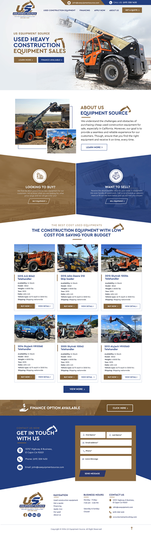 Web-Design von Blue Sparrow für US EQUIPMENT SOURCE | Design: #34414908