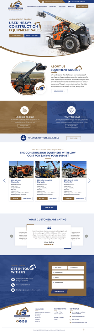 Web-Design von Blue Sparrow für US EQUIPMENT SOURCE | Design: #34414953